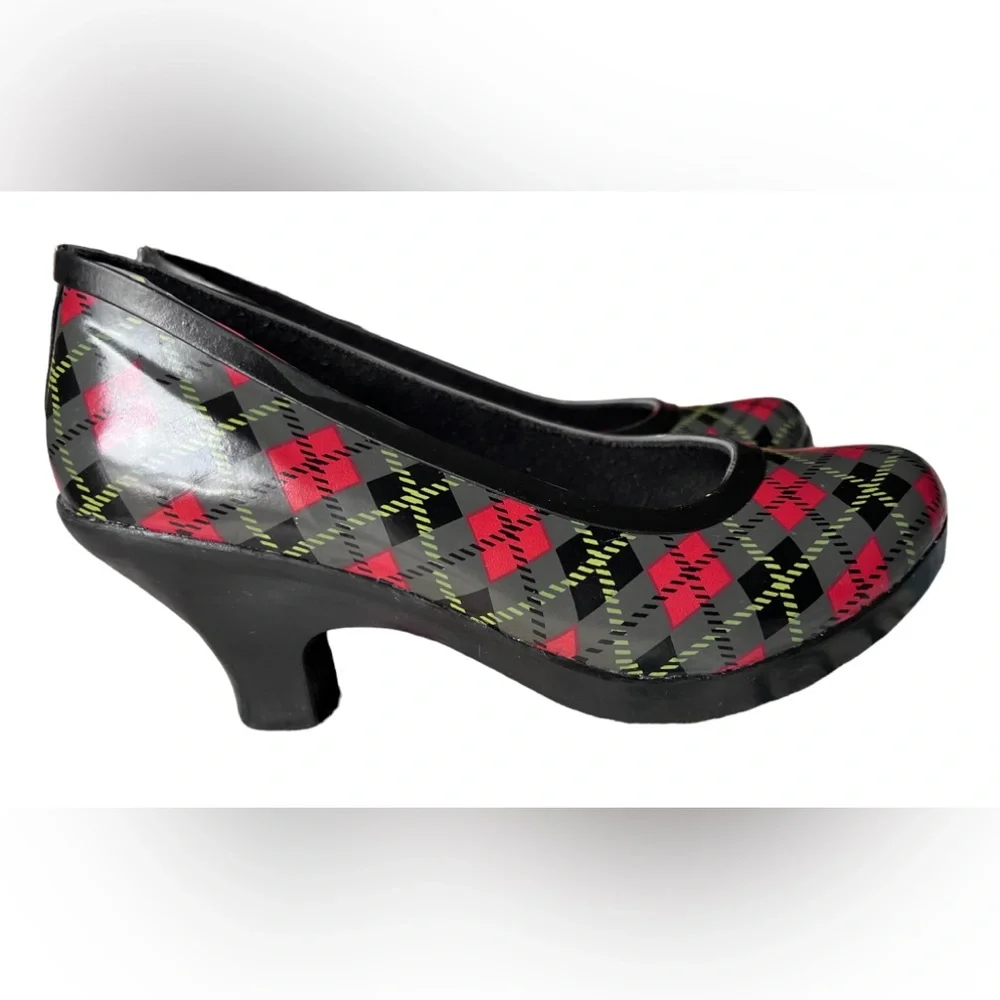 dav black green scot plaid pumps heels size 6 - Picture 5 of 10
